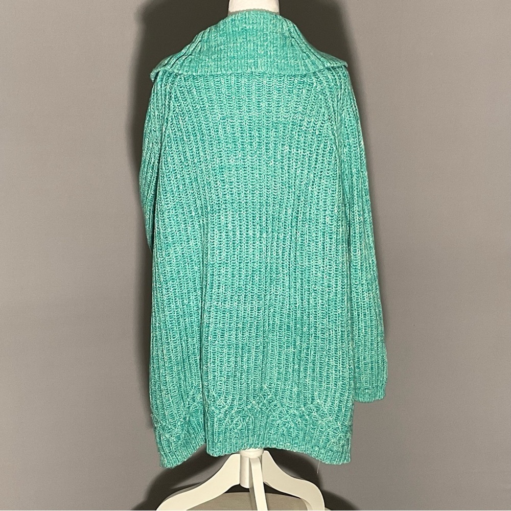 Coldwater Creek Plus Size 1X Green Cotton Blend Cowl Neck Tunic Sweater - Picture 10 of 16